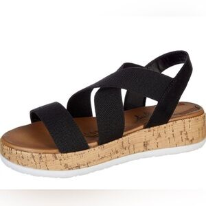 Jellypop womens Estelle Sandals - Black Elastic - 9M